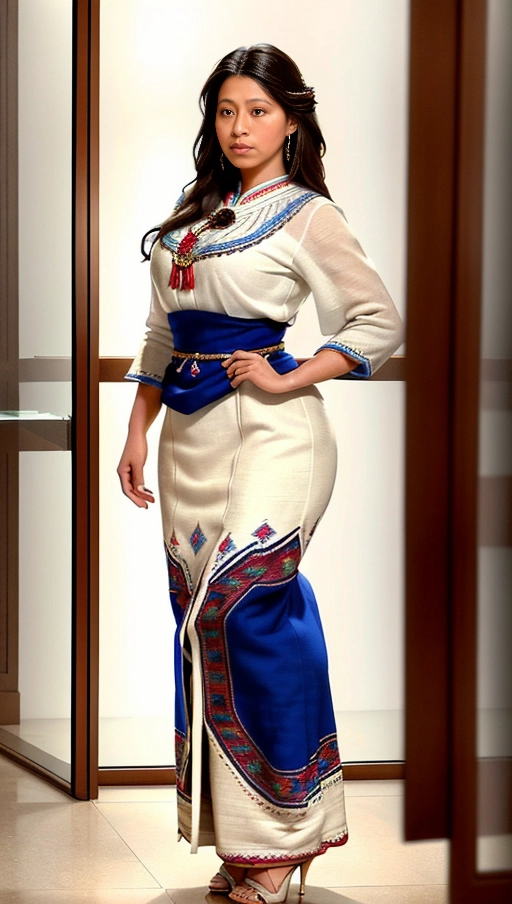 The woman was frozen in time like a living mannequin. She wore traditional Guatemalan clothing that accentuated her large natural breasts and wide hips, along with a pair of high heels. The woman is Latin American. She is inside a glass display case exposed for sale. The setting is in a white-walled room evenly lit by white lighting. Despite being overweight, she still looks attractive. The image should showcase the womans ample figure within the glass display case. Her facial expression should be neutral, with eyes fixed on the camera but without any emotions. (((full body view, full body photo)))), ((full body view)), ((breasts large natural)), ((overweight)), (((hyperrealistic))),
Masterpiece,
perfect edges,
ultra realistic,
perfect anatomy,
realistic skin texture