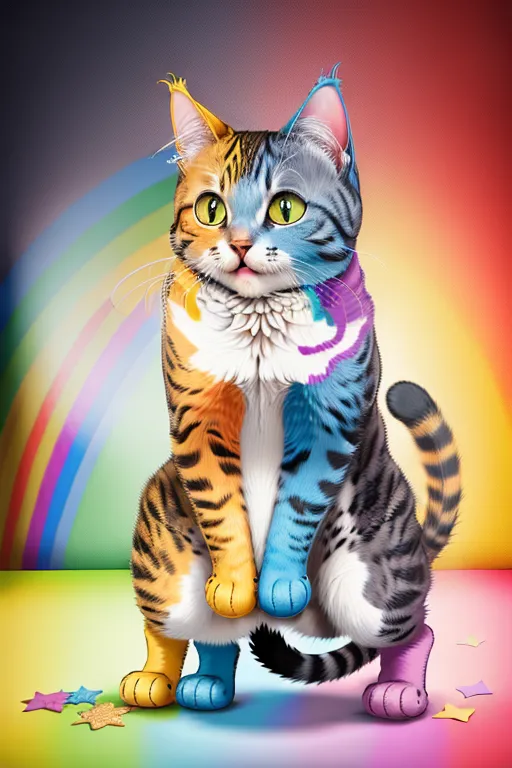 A cat shaped like pop tart puking out rainbow