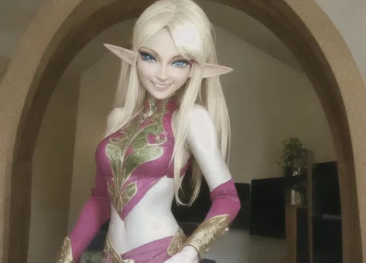 Female elf standing pretty smiling