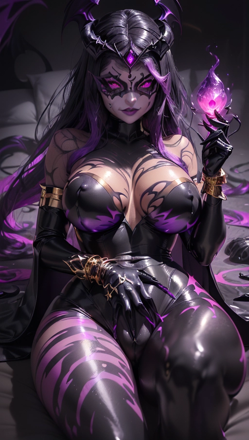 best quality, (((ultra high res))), (((detailed face and eyes))), (perfect face), (big shining heart choker), earrings, jewelry, (((big glowing succubus mark))), ((((big glowing succubus bodymark)))), (conjuring), witch, ((very long voluminous hair)), (((black gloves))), (((black hair))), (((symbiote goo hair))), (((golden bracelet))), (((huge golden hair cuff))), (((black skintight neckholder))), ((face closeup)), lipstick, (((((black demon tail))))), ((black long sleeves)), ((purple glowing heart)), (((demon mark))), heart on womb, (((((bright purple glowing skin tone))))), (((straight black hair))), ((purple glowing clothes)), ((purple luminescent)), ((((purple luminescent skin tone)))), (((purple skin))), (((huge cameltoe))), ((((purple goo everywhere)))), (((symbiote girl))), ((((symbiote goo suit)))), ((goo tail)), ((((succubus masquerade)))), ((very very long hair)), ((glowing eyes)), ((symbiote goo body)), (((dark diamond crown))), (((face closeup))), (((pink diadem))), (((vampire))), ((((pale face)))), (((bed))), (((kylie Jenner))), ((vampire cape))