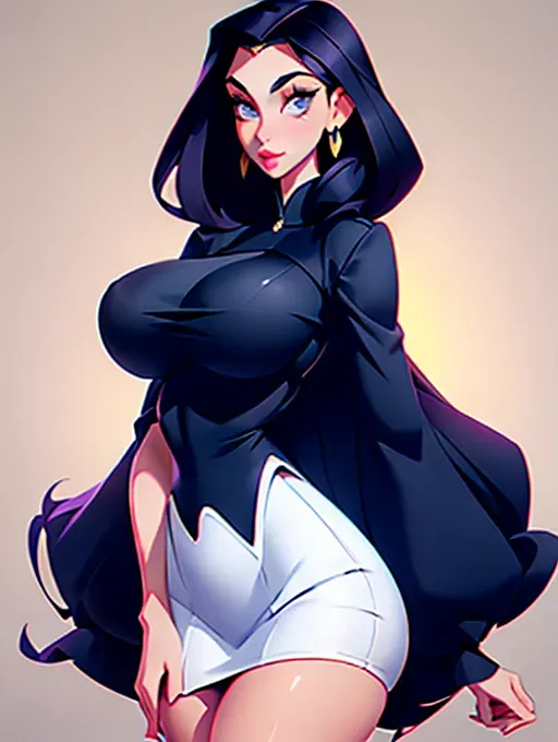 Gorgeous young Albanian woman, photo cute attractive young face, large wide doe eyes, light colored eyes, big bimbo lips, huge gigantic boobs, (gigantic breasts), raven-black hair, sexy, thin, slim waist, tight navy dress, photorealistic, best quality, ultra high resolution