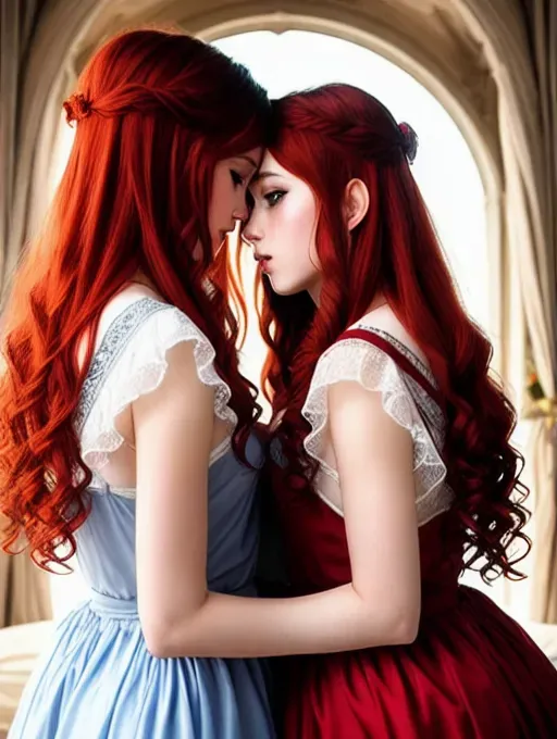Dopamine Girl - Realistic, Young, identical twin sisters, passionate kissing, incest, natural
