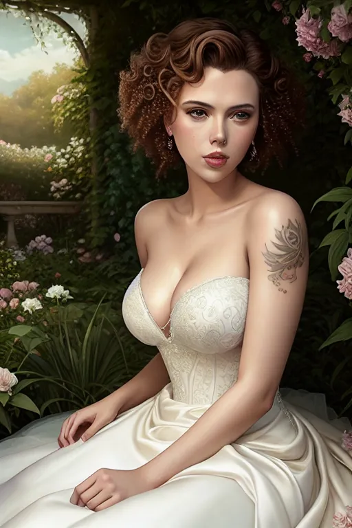 Dopamine Girl A Oil Painting Of Scarlett Johansson Wearing Wedding