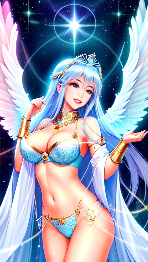 a 64k high detailed photo of Female Goddess, HDR, Professional, Highly Detailed, ((In Lingerie))) ((Has Attire)) Godly Ultra Detailed Best Quality Most Detailed ((Angel Wings)) Angelic Lighting Love Hope Magic casting Crown Smiling Queen happy Glory Warrior Angels Angelics Positivity Happiness ecstasy enraptured sweaty saving God Royalty Morality Goodness True Good Power Force Authority Ethical Saviour Halo short Hair Always and Forever Sentimental in heat hot ultra hot best best lighting tantric Neutral Brilliant Logical Compassionate Perfect Perfection Exciting Integrity Winged Courage Purity Harmony Beauty mark on upper lip ((Female)) Ethereal Lighting Celestial Lighting (((With Clothes))) ((With God Item)) ((God Tech)) (God Technology) with items of power God Wings ((Afterlife Light)) (Perfect Tits) (Perfect Ass) (Perfect Body) (Perfect Anatomy) (((((Love Worship)))) ((God Light)) ((God Staff))) ((God Weapon)) ((((Spirituality)))) (((Erotic))) ((Pinup)) AJH (Romance) (Smiling (Happy expression) ((Angelic Glow))