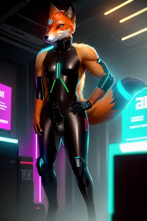 Dopamine Girl Furry Anthro Cyberpunk Fox Knot Cock Male Androgynous