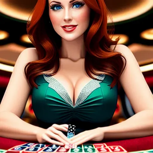 low angle shot, different clothing,
Anna in Las Vegas. playing cards in a casino.
innocent sweet, Anna of Arendelle 37 years old, Nordic, dark green dress, large natural round blue eyes, long auburn hair, sweet face, warm smile, soft curved eyebrows, smaller modest breasts. cards fanned in her hand.
five fingers per hand, ultra realistic, unreal engine, reduced saturation, adult