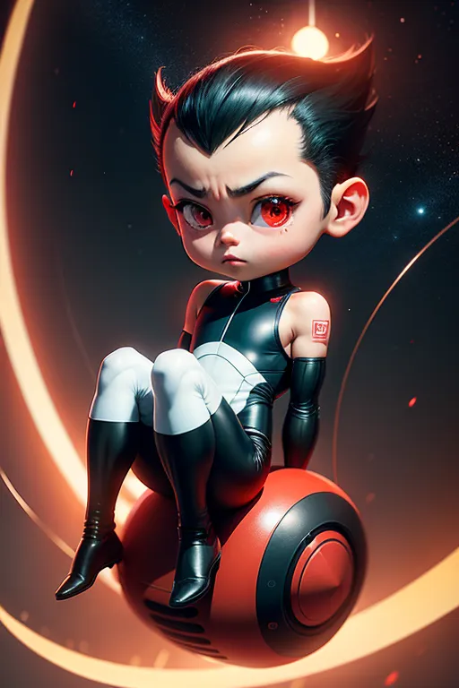8k, digital photo of, sci-fi, astroboy, no legs, small size, red and black