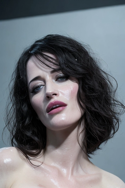 a photo shot of,eva green,covered in cum,worship,cumshot,begging,small natural tits,sultry,mascara running,bangs,pussy,fucking,charming face,beautiful lips,pale skin,highly detailed,8k,studio lighting,ultra realistic