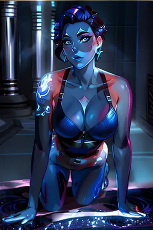Marinette form miraculous, dark blue hair, naked