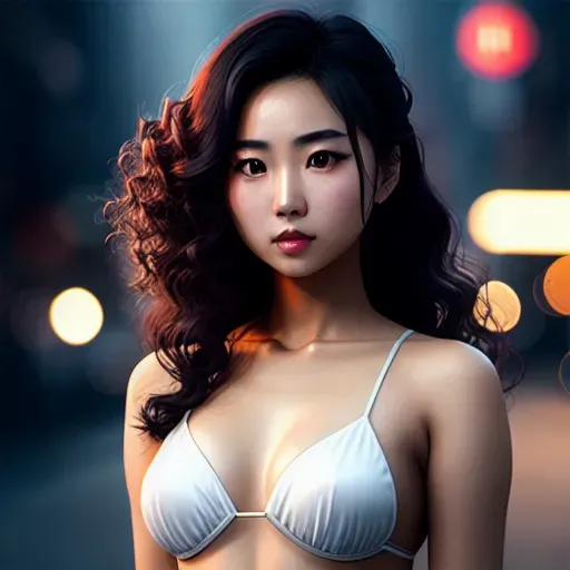 a photograph from iphone 13 of,a gorgeous asian girl,wearing no clothes,standing,fucked, in a dystopian future,five slender fingers,long curly hair,charming face,beautiful lips,curved eyebrows,romantic,professional,cinematic lighting,artstation,pixiv,bokeh