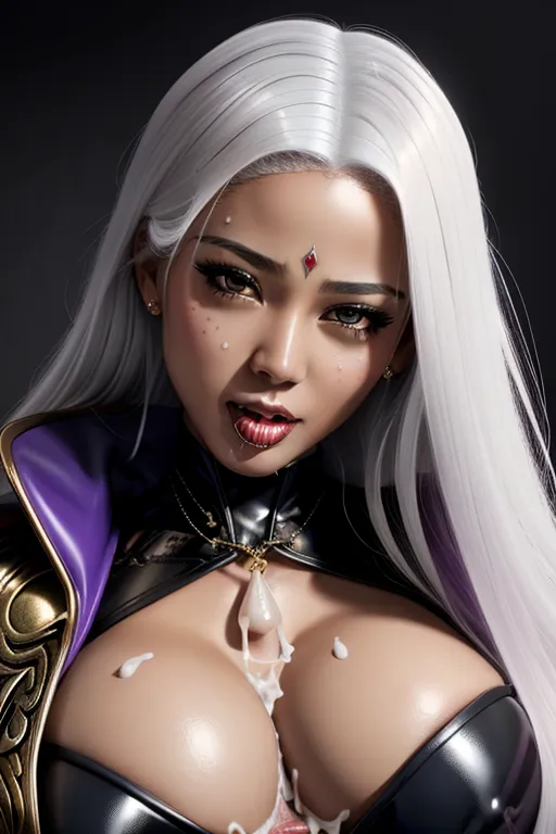 marvels storm, (cum slut:1.5), big breasts, fantasy outfit, detailed facial features, textured skin, jewelery, highly detailed, high res skin texture, ((expression of sexual pleasure)), fantasy bedroom