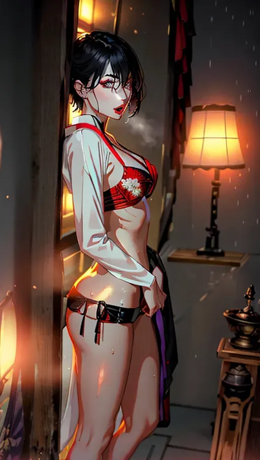 1girl, full body, detailed face::5, beautiful::5, attractive::5, sexy::5, flawless::5, shapely::5, sensual, dirty::5, fatal, lethal, deadly, hurt::5, bruised::5, feudal japan::5, japanese , seductive, surprised, startled, stunned, attacked, ambushed, assaulted, frightened, terrified, alarmed, scared, spooked, panicked, fearful, terrorised, moody lighting::5, night::5, short hair, dark hair, black hair, parted hair, almond shaped eyes, eyes open::5, eyes wide::5, eyes wide open::5, thin lips, solo , masterpiece, ultra high res, professional, photo referenced::5, 23 years old, young adult::5, slim, pale skin, kimono, dark red kimono, saliva, saliva dripping, summer, thin clothing, sweat, sweaty skin, shiny skin, purple eyeliner, small breasts::5, pain::5, head tilt, mouth open, mouth agape, parted lips, bending, bent, 1 character, long sleeves::5, loose top, bags under eyes, feet, foot, dorsal, bare feet, barefoot,