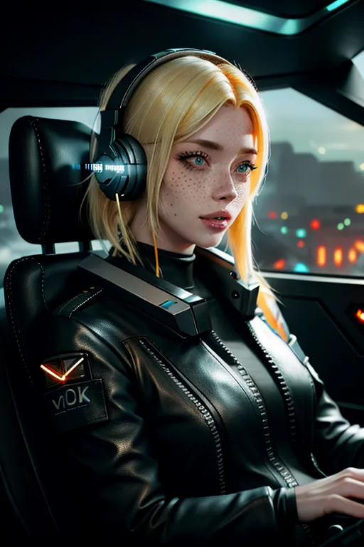 Dopamine Girl - Cute young blonde, freckles, cyberpunk clothing, sci Fi ...