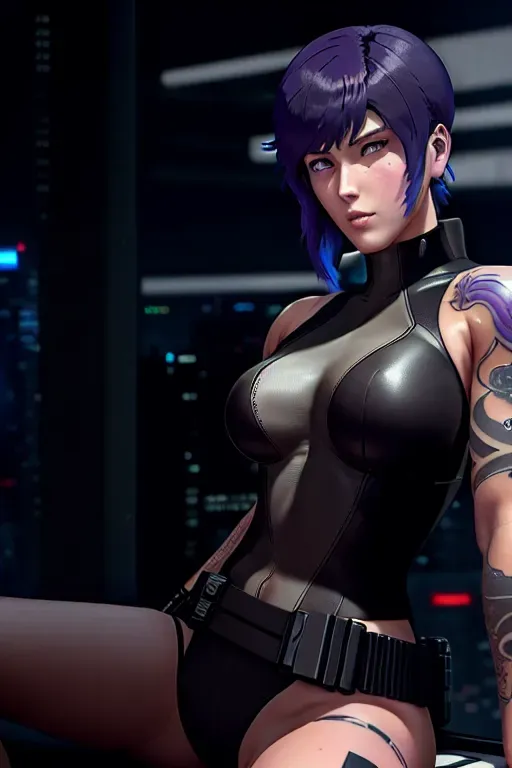 a digital painting of a, ((naked)), 2girls, (((major Motoko Kusanagi from ghost in the shell and young tattooed Faith Connors from Mirrors Edge Catalyst))), in an apartment overlooking a white cyberpunk city, sitting spreading legs to camera, fingering, tight pussy, (((<lora:dpmg_fingering:1>))), show full body, (((kissing))), nude, five slender fingers, beautiful face, beautiful lips, toned abs, detailed eyes, curved eyebrows, curved eyelid, satisfaction, editorial, professional, pixiv, unreal engine, bokeh, correct body anatomy