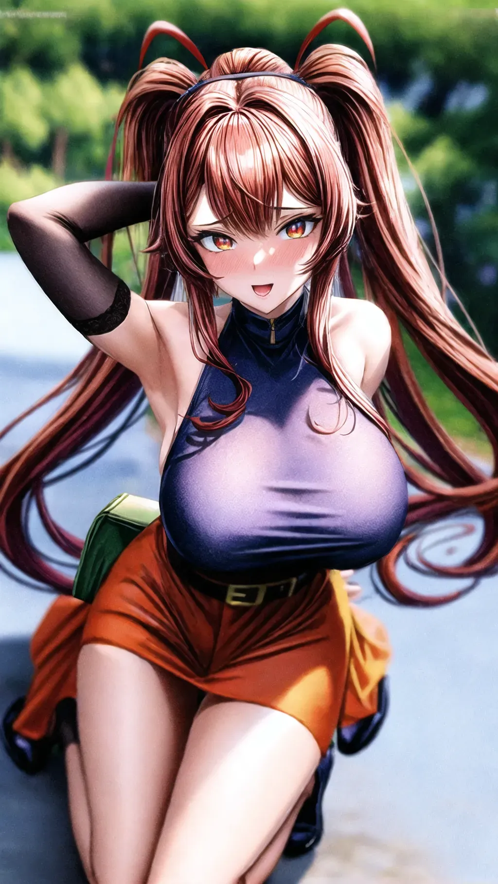 Masterpiece, hyper quality, hyper resolution, full body picture, 8K resolution, hyper details, female focus, 1girl, a sexy witch with massive boobs in the forest, red hair, orange hair, arm sleeves, long black dress, belt buckle, shy face, blushing, embarrassed, anxious face, anxious, perfect eyes, highly detailed eyes, glowing eyes, submissive, submissive pose, on her knees,
dpmg_side_deepthroat_v1,
<lora:dpmg_add_detail:1.5>