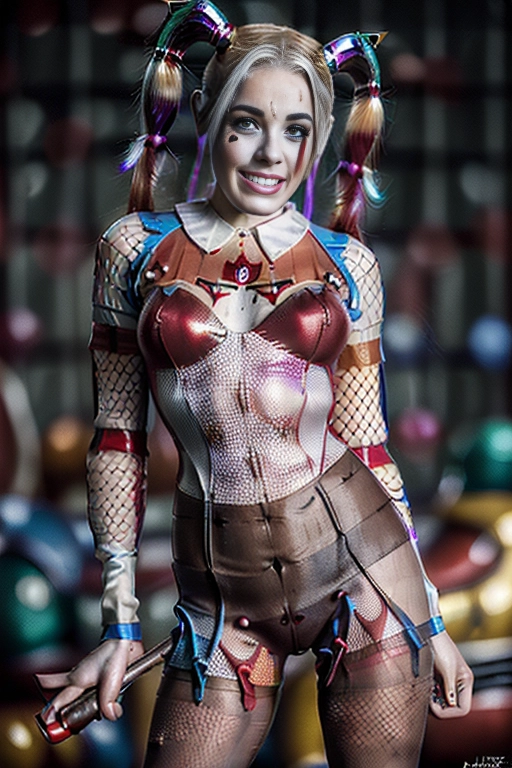 masterpiece, (realistic, photo-realistic:1.37), 18 years old, tight body, flat-chested, (((horny expression))), ultra detailed, ultra detailed skin, professional photograph, ((((wearing a color-accurate Harley Quinn costume with shiny fishnet pantyhose)))), legs spread wide open, (pussy lips visible), (tongue out), (((dark brown hair)))