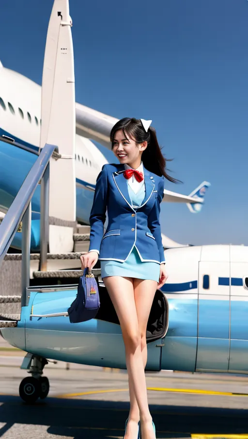 Dopamine Girl Pretty Air Attendant Showing Her Panties In An Airplane