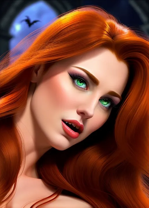 low angle hypnotized sweet Beautiful youthful entranced auburn haired Queen Anna of Arendelle sharing a dark embrace and passionate kiss of the stoic and debonair Van Dyke goatee raven haired Dracula his fangs bared as she pulls her hair to one side arching her neck preparing to receive his vampiric bite, in the the very dark cramped spooky cobwebbed halls of a haunted house photorealistic.