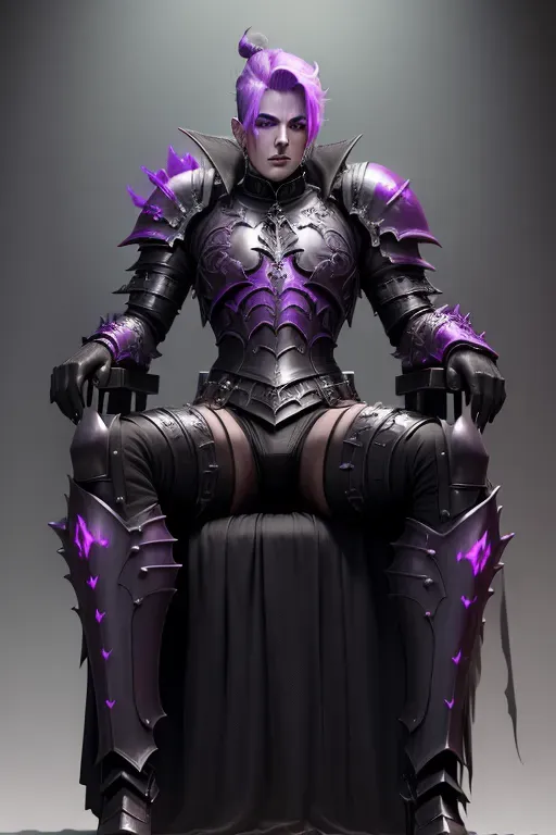 Bdsm armor, nsfw, grimdark, gothic background, A digital painting of an androginous slaanesh daemonette boy sitting on a gothic and technological throne