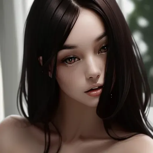 beautiful and sexy woman naked, dark hair