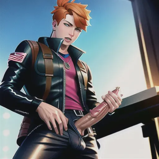 Jonesy from fortnite holding his penis dripping cum