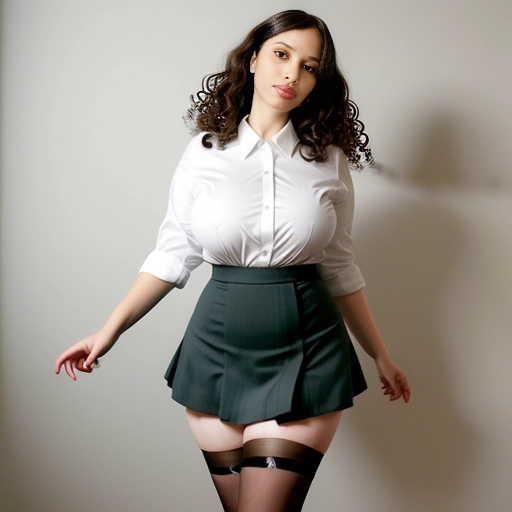 big hips, stocking, lift skirt, big hips, thick thighs, full body view dpmg_milana_vayntrub_v1 , curly hair, micro skirt, panties view