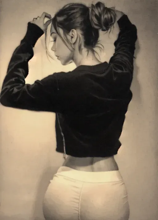 (Masterpiece), 8k resolution, (high resolution), (high definition), best quality, ((realistic textures)), (beautiful details),
(Perfect lighting), natural lighting,
View from behind of blonde girl, facing away toward the right, slender, slim body, hair in messy bun,
Skinny, petite,
light skin complexion, real textured skin,
black crop top sweater,
(No panties), bare ass
Pants pulled down to her knees, showing her ass
Her hands are up against the wall,
Christmas lights