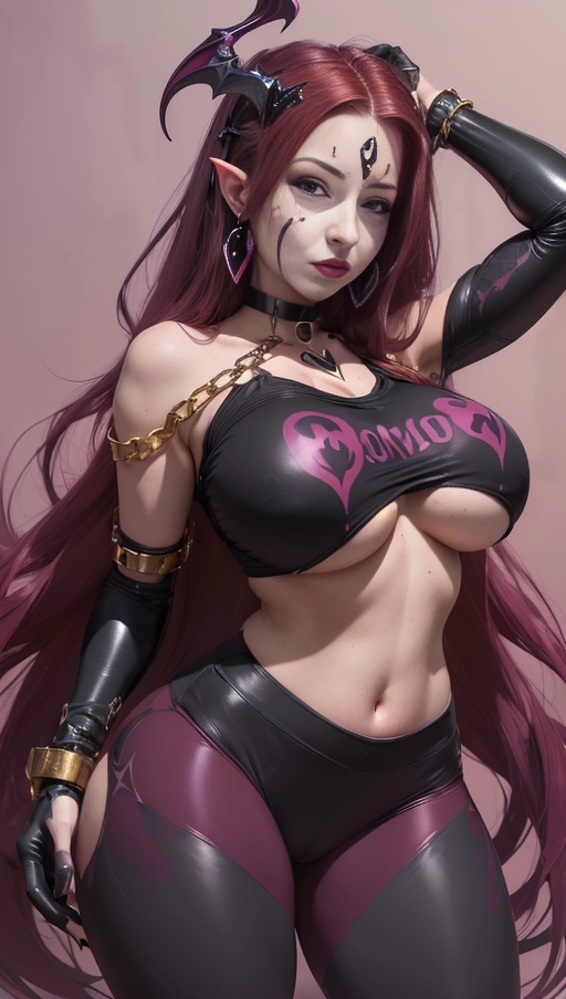 best quality, (((ultra high res))), (detailed face and eyes), (succubus), hearts, ((perfect face)), (necklace), (((big choker))), golden earrings, jewelry, gloves, ((gold)), (((big pink diamond diadem))), (big pink diamond crown), hourglass body, ((handcuffs)), handcuffed, ((((chained)))), (tied up), ((black symbiote goo suit)), ((((symbiote succubus)))), ((big cameltoe)), ((((burgundy red hair)))), ((((extremely long hair)))), ((((straight hair)))), ((black boots)), (black symbiote neckholder suit), (((black legs))), (((black gloves))), (((((very long voluminous hair))))), (((((hair raising succubus))))), ((((raising hair)))), (((((very voluminous hair))))), ((black symbiote hips)), ((black symbiote thighs)), ((perfect eyes)), ((((face closeup)))), (((black symbiote leggings))), (((corruption))), ((((burgundy red hair everywhere)))), ((huge tits)), ((huge boobs)), (((heart))), (black symbiote boobs), (((((pink tight t-shirt))))), ((((underboob crop top)))), (((neckholder)))