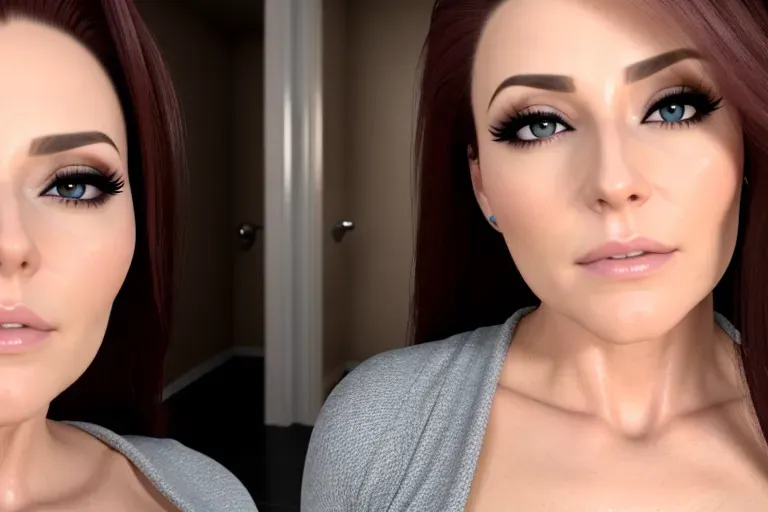 Dopamine Girl Nikki Daniels Deepthroat Realistic Face Detailed Hair Features In Bathroom 