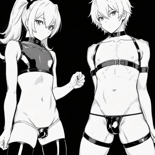 2 guys, crossdressing, feminine male, crossdresser, sissy, wearing thong, big penis, anal, Sweaty, Sweet, leather, steamy, anime, flat chest
