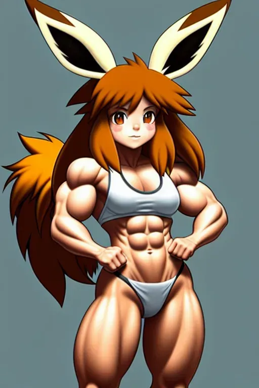 a muscular furry eevee girl