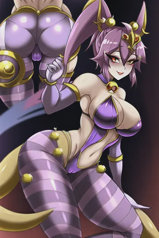 Female renamon, wearing jester, harlequin, jester mask, jester bells, frilled, tight pants, bulge, bent over, ass expansion, sequence, growth, Darksouls darkmoon knightess, darkmoon knightess, pussy visible through clothing, jester, harlequin, jester mask, jester bells,