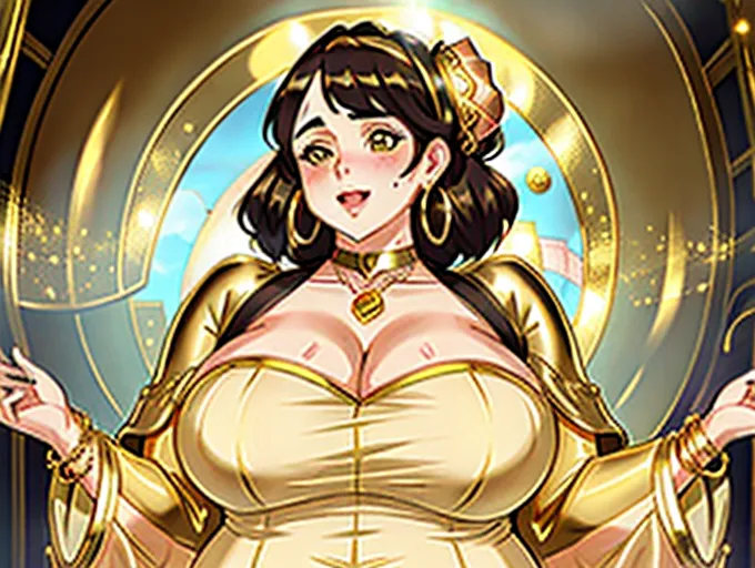 fat woman, golden clothing, gold jewelry, gold, obese, jewelry, bbw, gold paint, covered in jewelry, futanari, emma watson, steam, penis, balls, hairy,