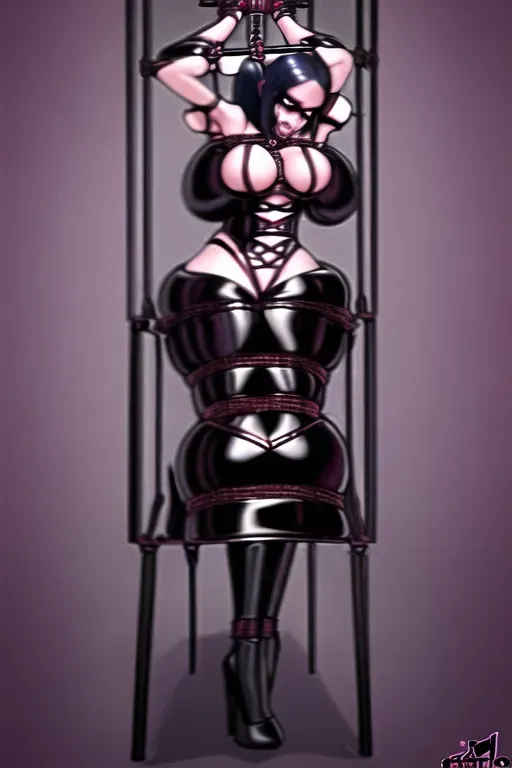 goth bimbo sex slave in padded asylum cell, five fingers per hand, gorgeous face, huge ball gag in mouth, detailed eyes, 8k professional editorial, latex bondage outfit, heavy bondage restraints, feet in high heels, nose hook, bitchsuited