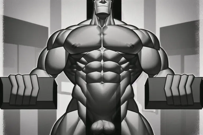 naked enderman with big pecs, 15 pack abs, muscular arms, and huge dick and balls