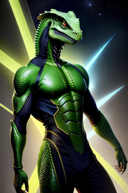 male reptile alien lizard in starfleet uniform with four arms, a second pair of arms emerging from his torso