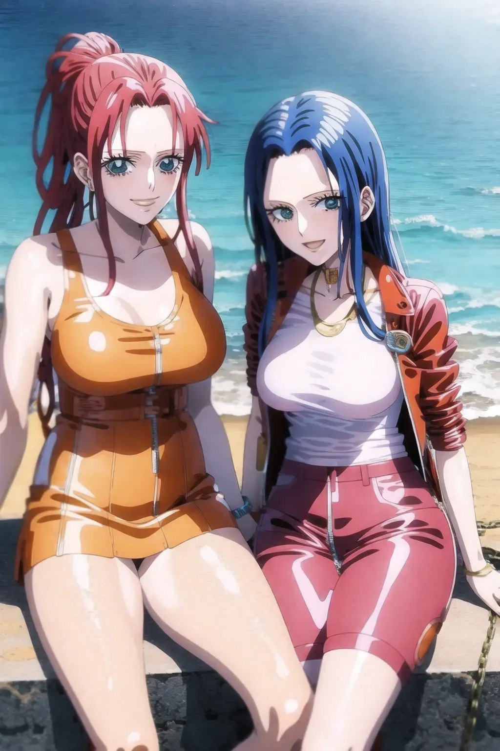 Orange hair dpmg_onepiece_nami_v1,2girls kissing dpmg_onepiece_robin_v1,