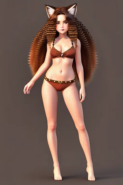Digital drawing, Furry, anthro, ragdoll cat, full body, girl, hippie, wavy brown hair, no human,
