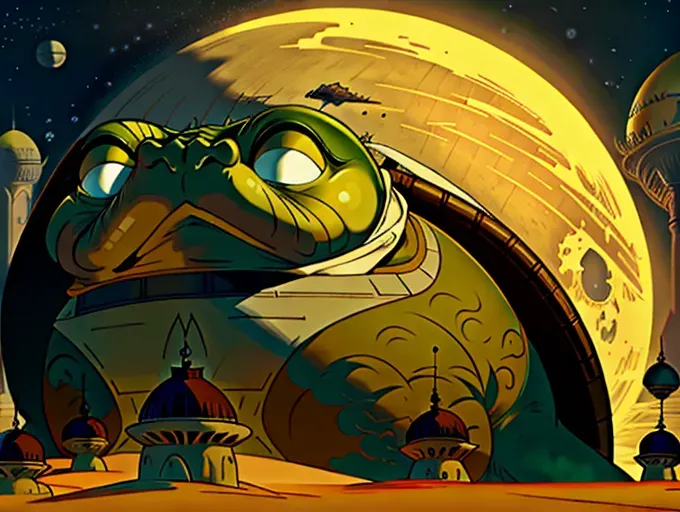 Jabba the Hutt, on the planet tatooine from the Star wars movies,