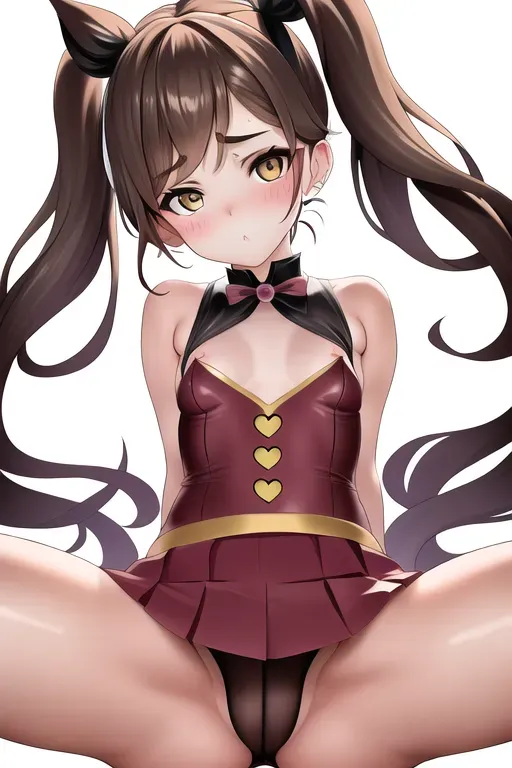 A hentai image of a cute petite Emma Watson with small tits, pigtails and a toned body