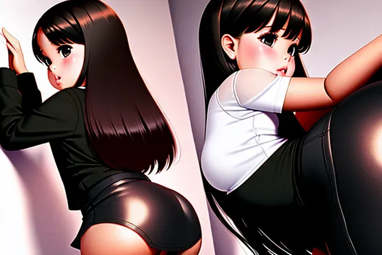 child with big butt, wearing a short skirt, pretty face
