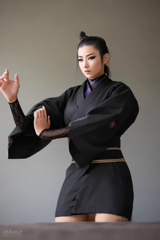 1girl , full body, beautiful::5, gorgeous::5 , breath taking, deadly, feudal japan , edo period , night , japanese , highres , short hair, dark hair, black hair, hair in a bun::5, green eyes , almond shaped eyes, thin lips, solo, ((masterpiece)),photo referenced::5, pale skin, tenchu, kunoichi, professional, ultra high res, kuugire, stealth, soft feminine facial features, button nose, 27 years old::5, seductive look, arrogant look, sinister look, detailed face::5, shocked expression::5, afraid::5, surprised::5, terrified ::5, detailed eyes, dark blue kimono::5, feet, foot, 5 toes, toe, underwear, panties, black stockings::5, pose, bent, purple eyeliner::5, eyeliner::5, hand, fingers, 5 fingers,