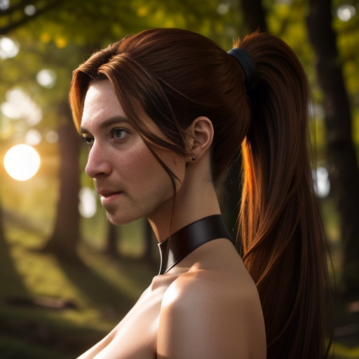 Photo, woman, Model, long shot, Sun lighting, outdoor, HDR, UHD, 64K, beautiful woman, brown hair, ponytail, nsfw