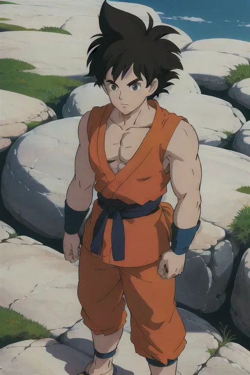 ghibli style, ((masterpiece)), goku, male, outside, best quality, <lora:dpmg_ghibli_style:0.92>