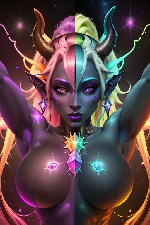 Dopamine Girl High Detail Naked Draenei Female Cosmic Neon Skin