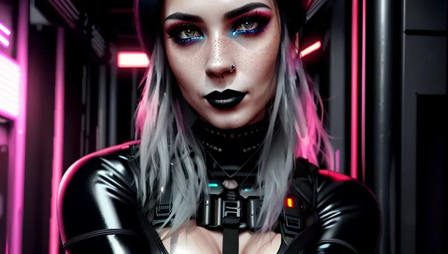 Dopamine Girl Replicate Inspiration Face A Digital Painting Of A Cyberpunk Girl Wearing Black