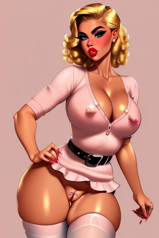 1950s, Full body, Very beautiful, christian, traditional, conservative, houswife, mom, milf, woman, cute, sexy eyes, seducing me, female, tanned skin, medium curly blonde hair, dark eyebrows, blue eyes, cute concave nose, wide nostrils, soft cheeks, full lips, red lipstick, strong narrow chin, wearing rolled up pink frilly floral dress, white sweater, belt, white stockings, flashing me her naked butt, thin figure, cute breasts, thin body, round butt, aroused clit, aroused pussy, thick pubic hair, bush, submitting, flashing her butt and pussy at me, spreading her ass, pussy aroused, sexy brown throbbing anus, on the bed, prepping for vaginal penitration, my bedroom, ((high definition)), ((4k quality)), (excellent lighting), (great shading), pristine detail, (very clear picture), ((beautiful vibrant colors)), (accurate at lower prompt guidence), ultra realistic, (((five fingers per hand))), (((two arms))), (((two legs))),