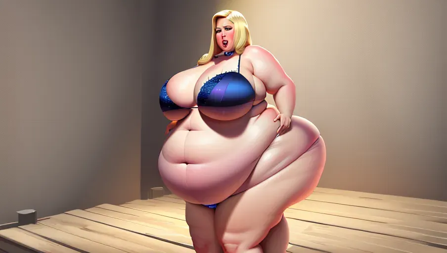 a digital painting of an upset ussbbw fat blonde woman