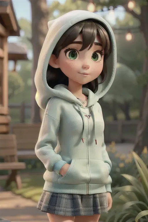 Dopamine Girl - a concept art of,a canadian girl,wearing hoodie,kneeing ...