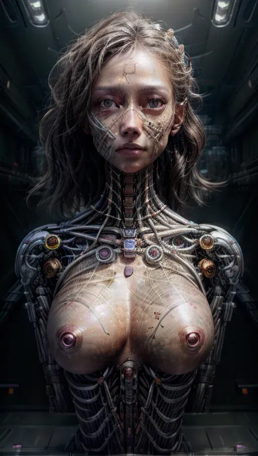 8k High resolution photography of a beautiful cyborg girl, in the year 3001, <lora:dpmg_mechanical_parts:1>,
<lora:dpmg_better_bodies:1>,
<lora:dpmg_translucent_skin:1>,
natural skin,
High Definition skin,natural hair,(accurate eyes), accurate teeth, accurate mouth, nikon, 50mm, crystal clear, focused, intricate detailed background, dynamic pose, dynamic pov, dynamic angle, accurate skin color, accurate skin tone, (accurate facial shaped:1),<lora:dpmg_add_detail:1.6>
, full body visible
, vivid colors
, cinematic composition
, highest quality
, highest resolution
, (photorealist:1.2)
, (photorealism:1.2)
, (masterpiece:1.4)